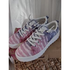 Roxy Womens Sheilahh Blue Pink Dew Shoes Platform Sneakers Size 10